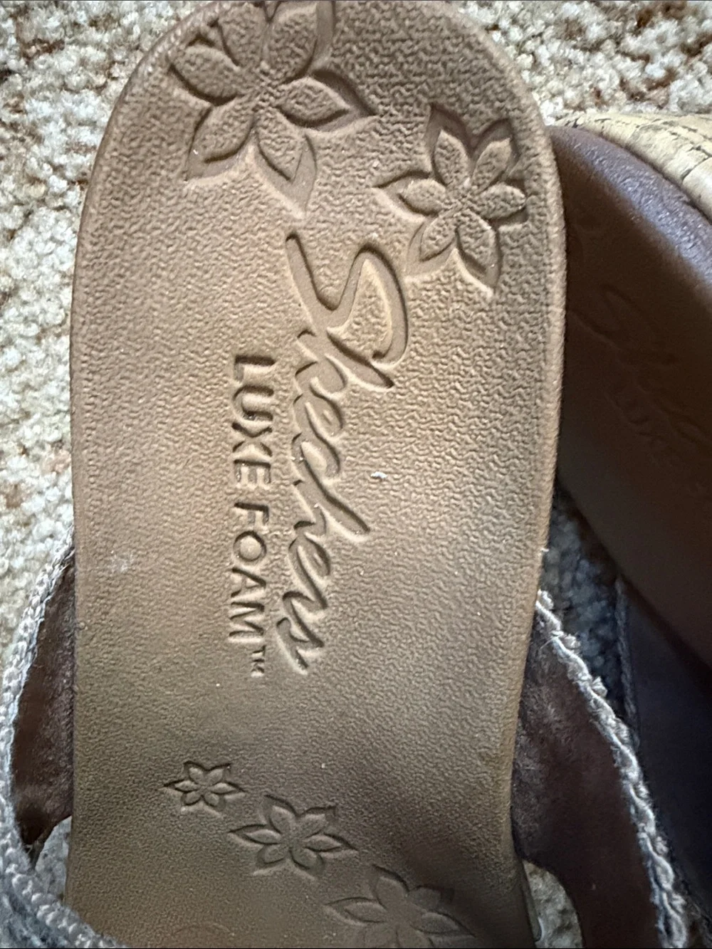 Skechers Two-Tone Brown Woven Cork-Platform Wedges